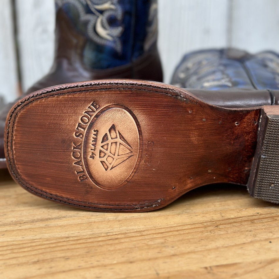 BS-Bota Pull-Up Cafe y Azul - Botas Vaqueras de Piel Pull-Up para Hombre - Botas Vaqueras Mexicanas para Hombre (6)