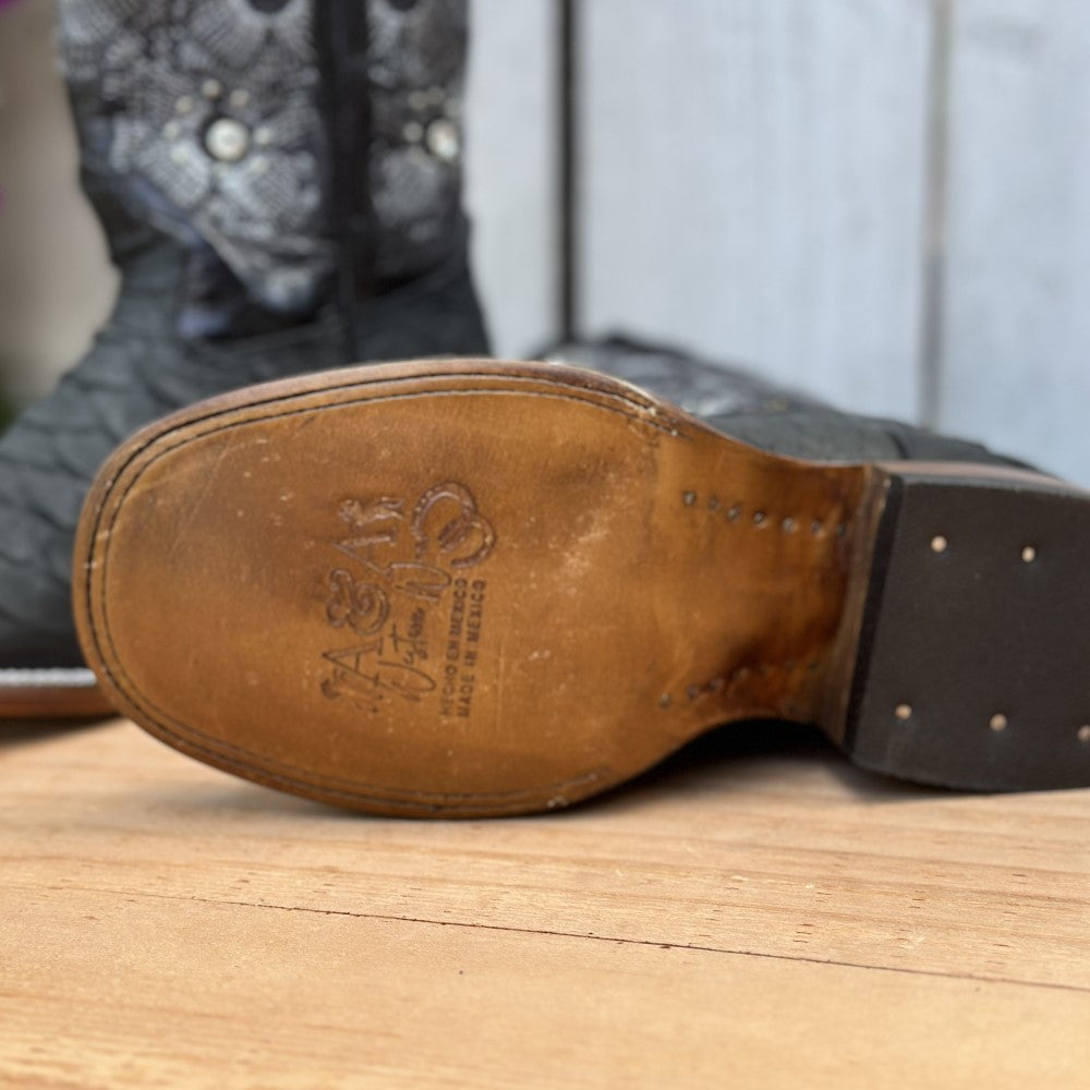 DA-Encantadora Pitón Imitación Negro - Botas Vaqueras Exoticas para Mujer - Botas Vaqueras de Mujer (8)