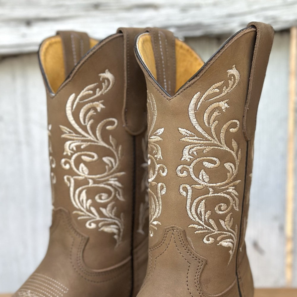 SB-430 Tan - Botas Vaqueras con Suela de Goma para Mujer- Botas Vaqueras Mexicanas (5)