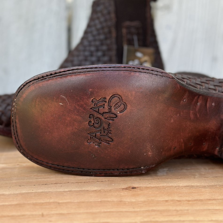 Botin Vaquero DA-500 Petatillo Cafe - Botines Vaqueros de Petatillo para Hombre - Botines Vaqueros con Suela de Vaqueta
