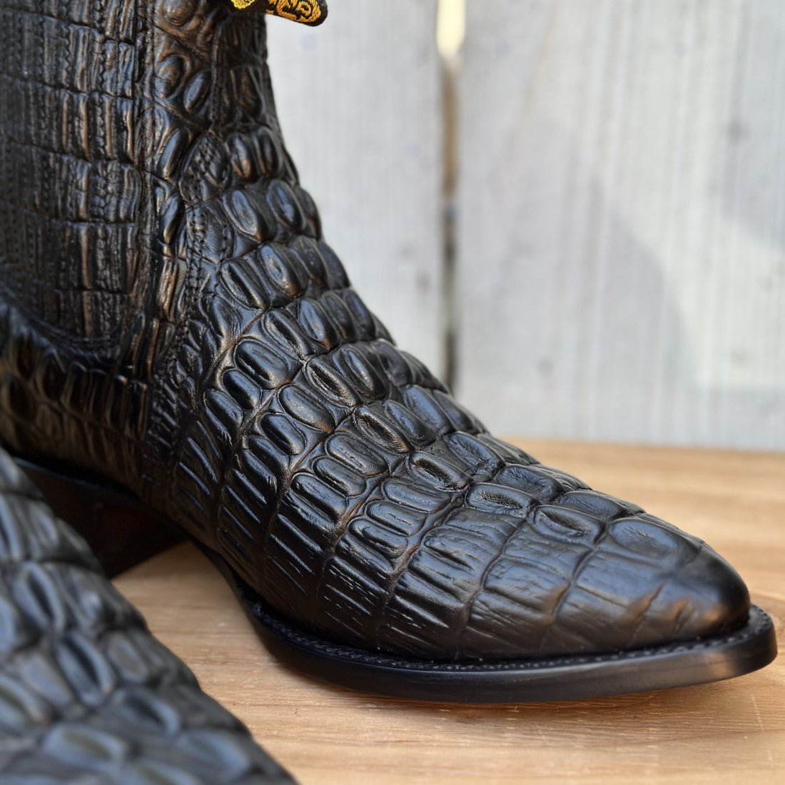 DB-304 Cocodrilo Imitación Negro - Botines Vaqueros Exoticos para Hombre - Botines Vaqueros Negros (5)