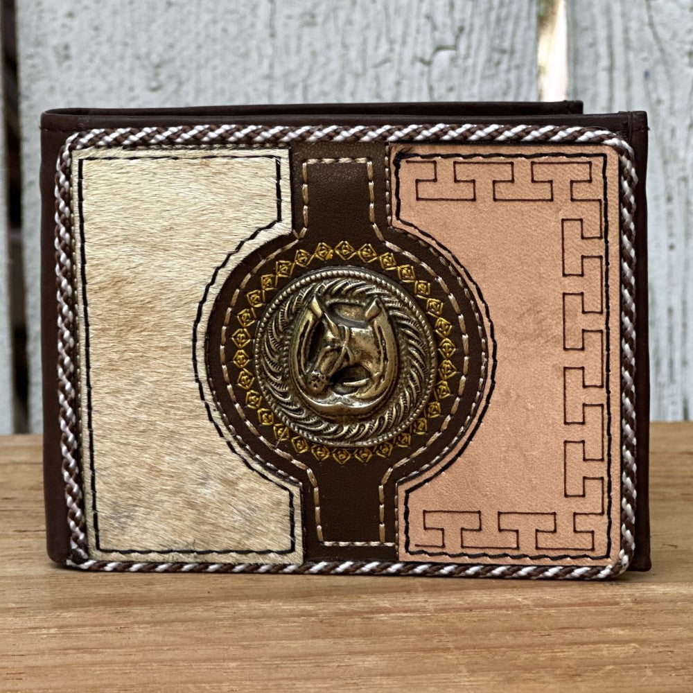 Cartera Vaquera Café de Caballo con Mitad Pelo de Res y Mitad Cuero - Carteras Vaqueras Mexicanas (6)