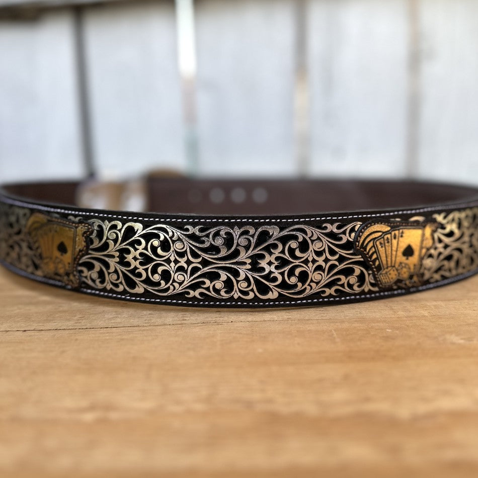 Cinturon Cortado a Láser Plateado "Gallo de Oro" - Cinturones Vaqueros para Hombre (5)