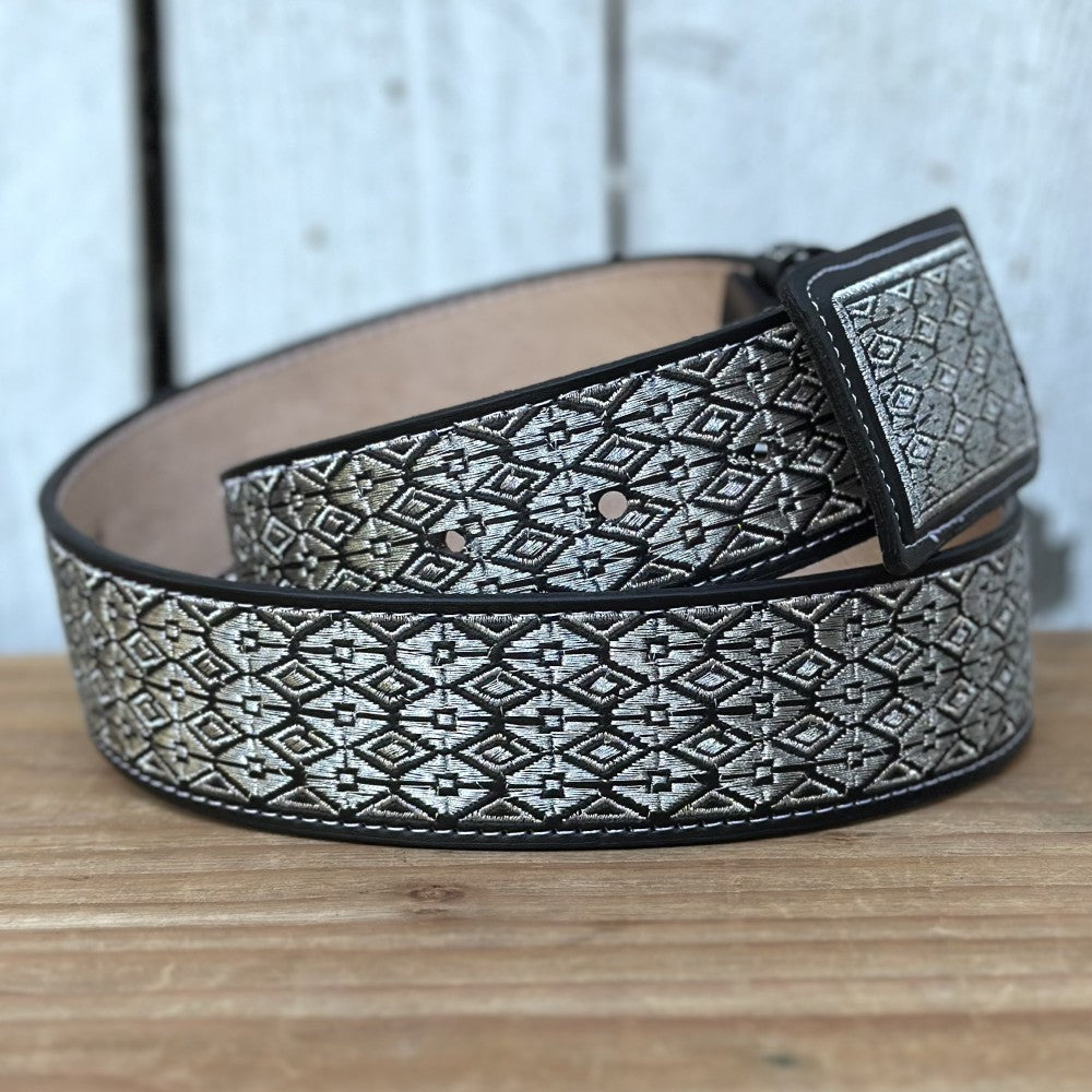 Cinturón Vaquero Negro y Plateado "Galante" - Cinturones Vaqueros para Hombre
