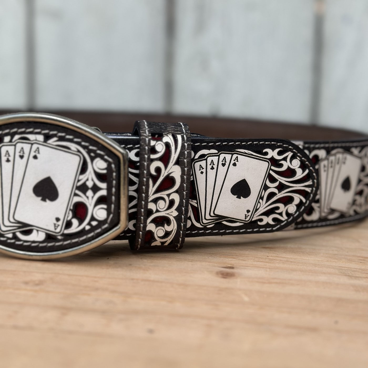 4 Aces Laser Cut Belt - Western Belts for Men