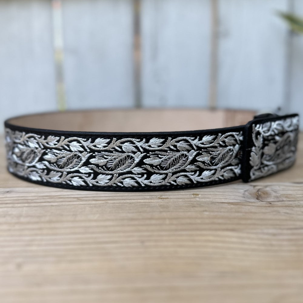 Cinturon Vaquero Negro Enredadera de 2" - Cinturones Vaqueros para Hombre - Cinturones Vaqueros Bordados (6)