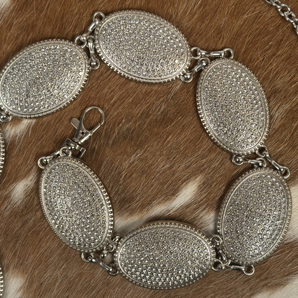 Cinturón Vaquero para Mujer con Conchos Plateados y Pedrería (5)