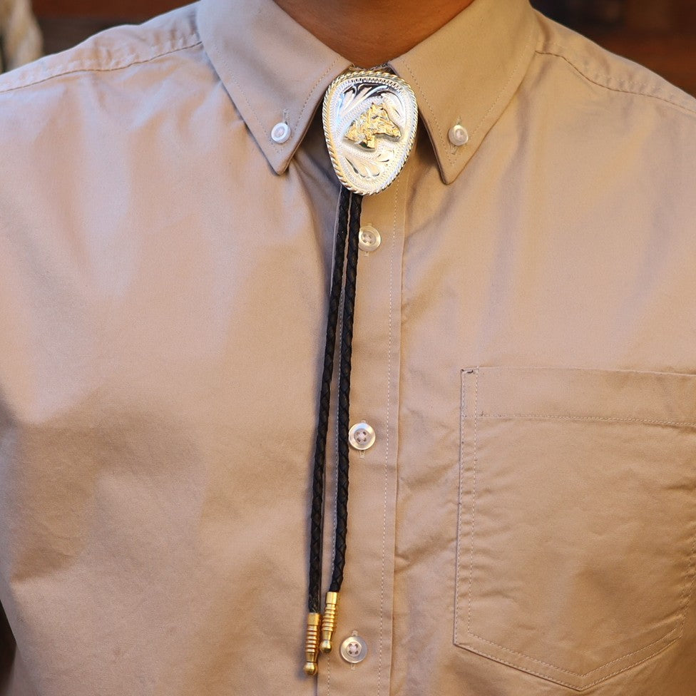 Corbatin Ovalado Plateado con Cabeza de Caballo - Corbatines Vaqueros para Hombre (5)