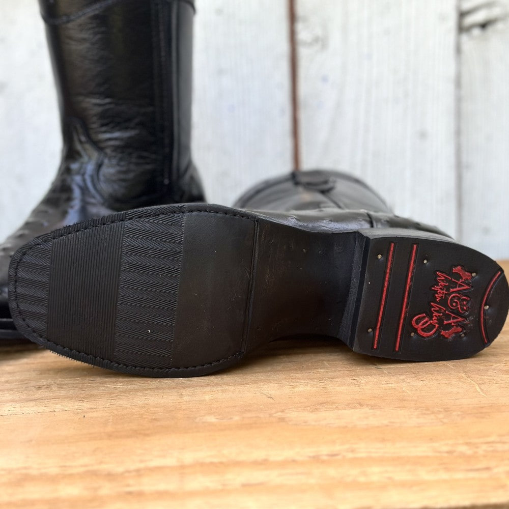 DA-Madrid Avestruz Imitación Negro - Botas Vaqueras Exoticas para Hombre