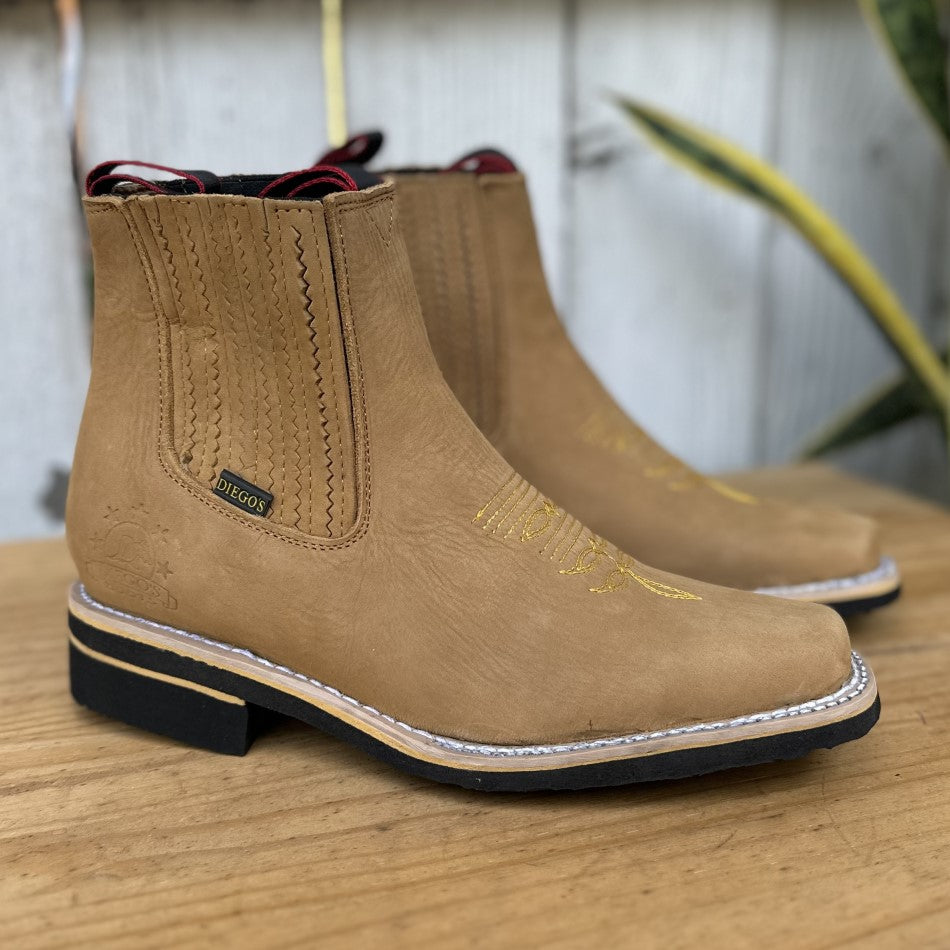DB-370 Tan Botines Vaqueros para Hombre Botines Suela de Goma