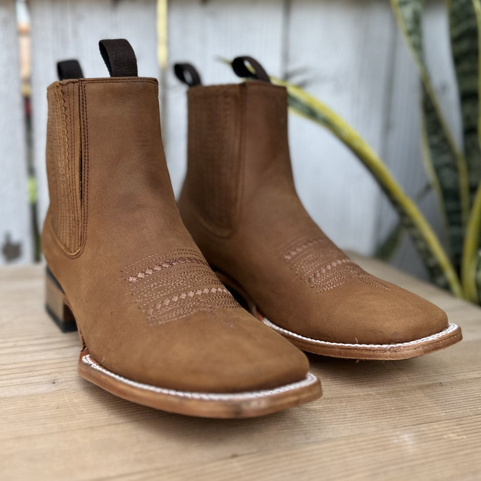 DB-715 Tan - Botin Vaquero para Hombre - Botines Vaqueros para Hombre - Botines Vaqueros Color Tan (2)