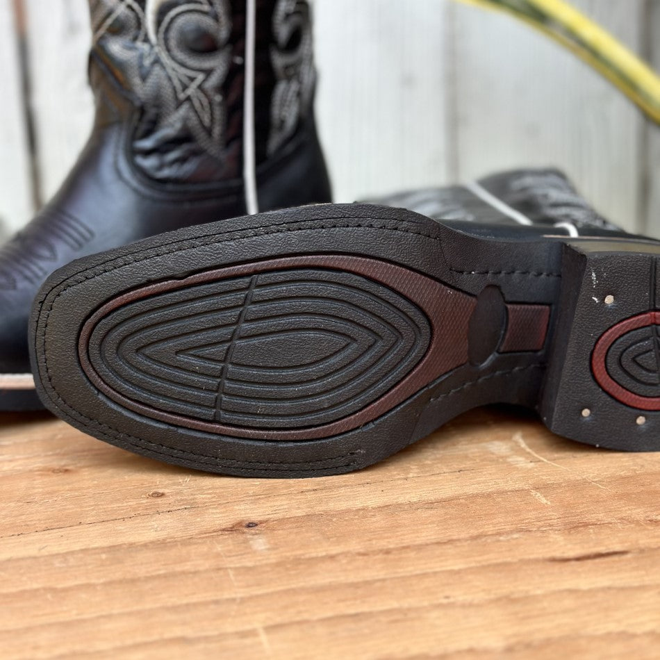 DB-741 Negro - Botas Vaqueras con Suela de Goma para Hombre - Botas Vaqueras Negras (7)