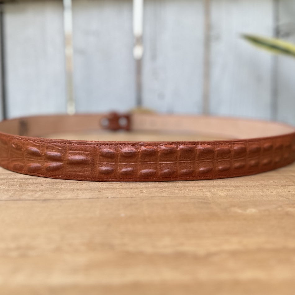 DB-Cocodrilo Imitacion Cognac - Cinturones Vaqueros Exoticos - Cinturones Vaqueros de Piel (5)