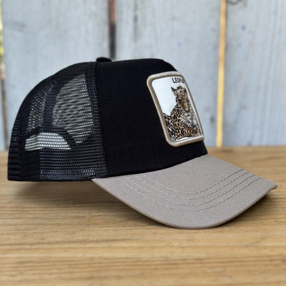 Gorra Beige con Leopardo - Gorra Trucker con Parche Bordado - Gorras con Parches de Animales - Gorra con Leopardo (4)