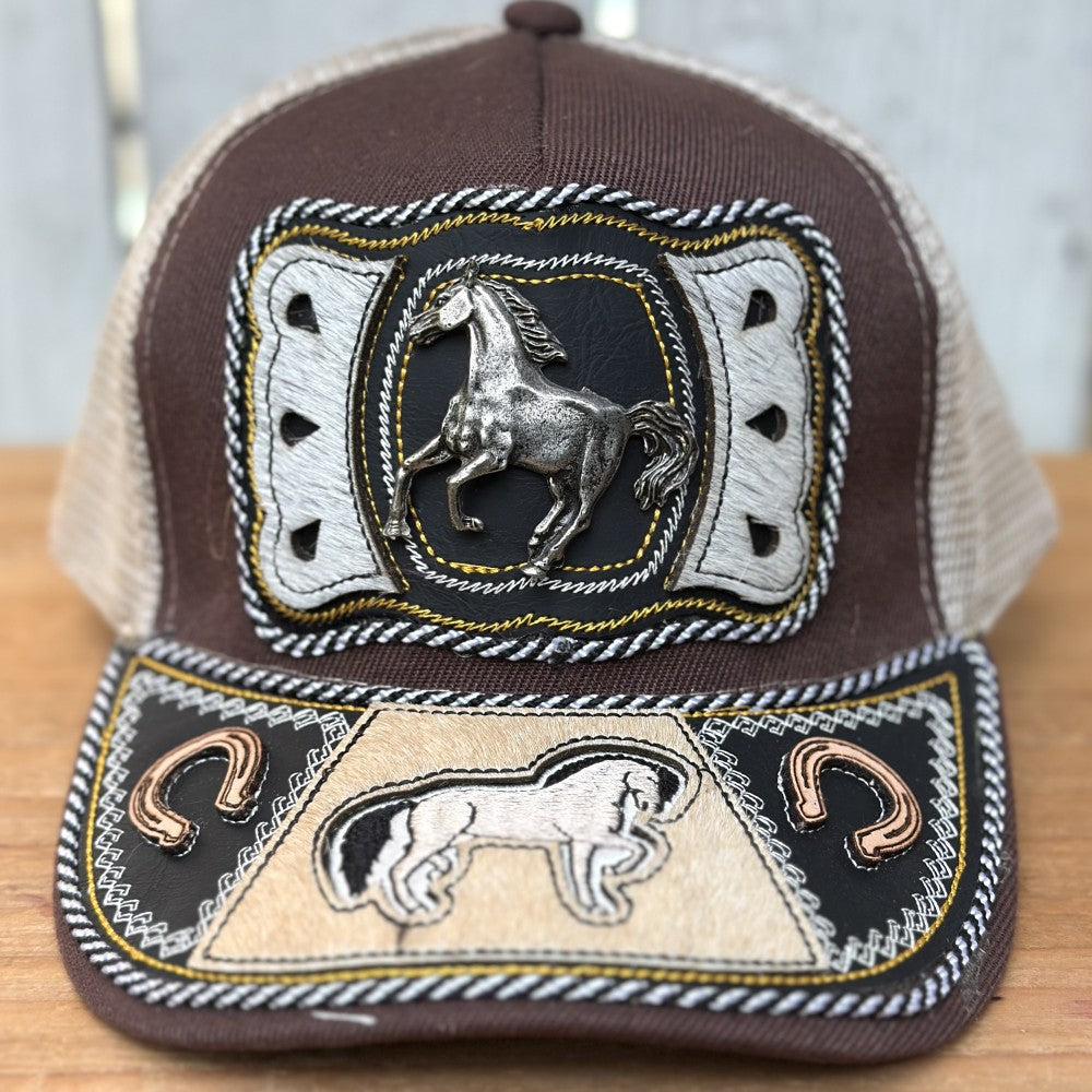 Gorra Vaquera Café con Caballo - Gorras Artesanales Mexicanas (3)