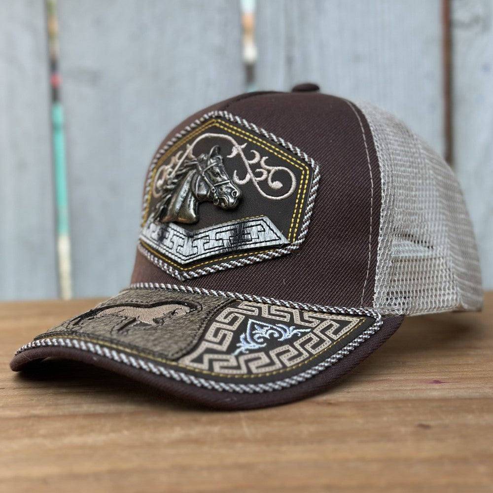 Gorra Vaquera Café con Cabeza de Caballo - Gorras Artesanales Mexicanas (3)