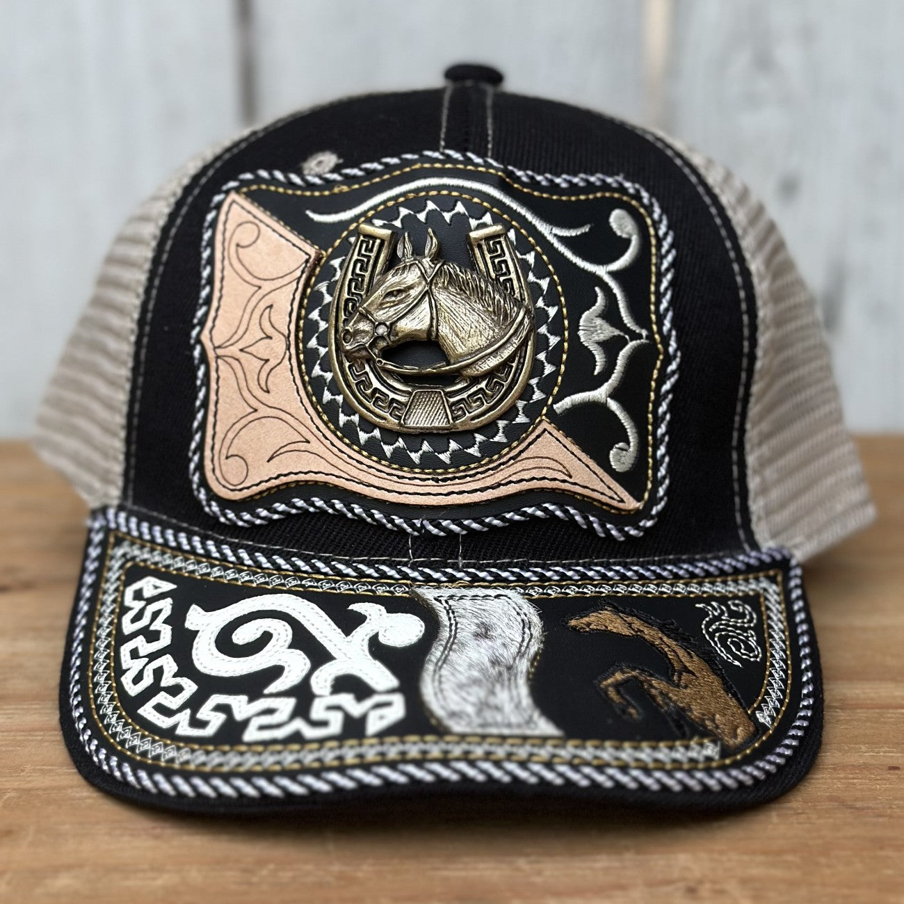 Gorra Vaquera " El Potro" Negro - Gorras Artesanales Mexicanas (5)