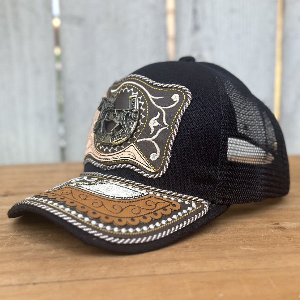 Gorra Vaquera Negra con Caballo y Herradura #2 - Gorras Artesanales Mexicanas (3)