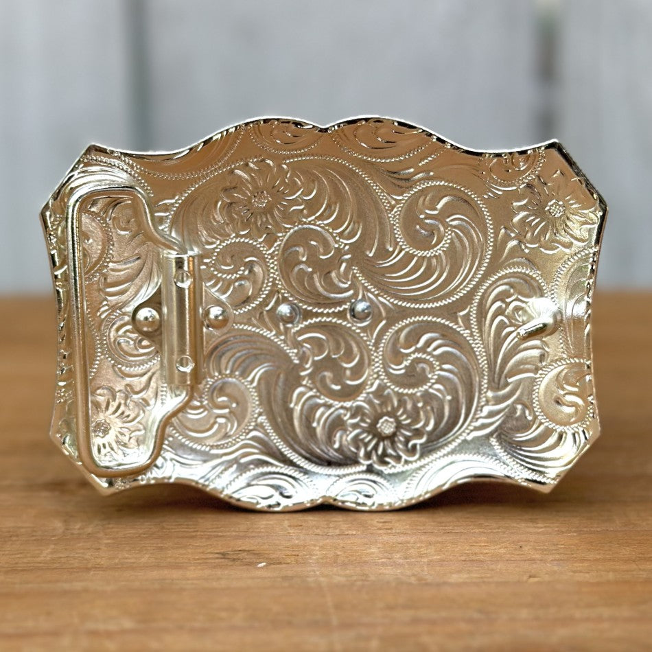 Hebilla Dorada y Plateada con Diseño de Virgen de Guadalupe Versión 2 - Hebillas Vaqueras para Cinturones (5)