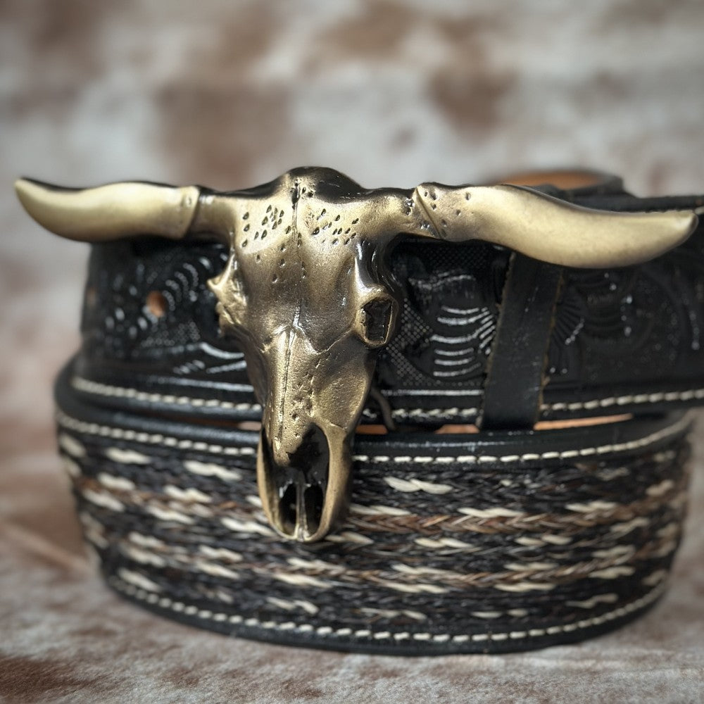 Hebilla Vaquera “Antique Brass Horn” en Forma de Calavera de Toro - Hebillas Vaqueras Mexicanas (5)