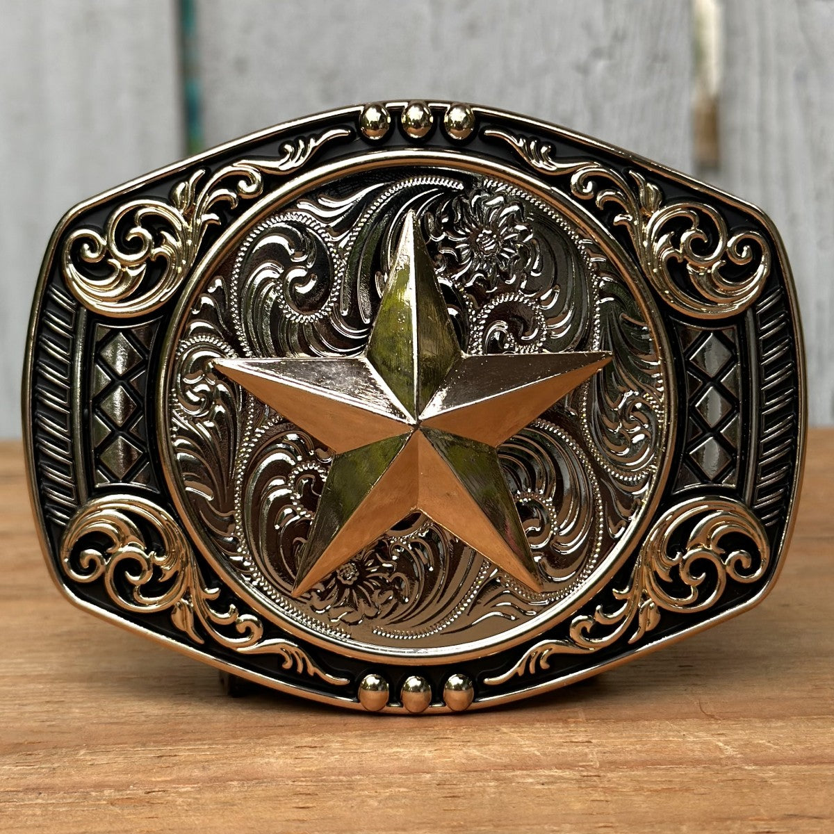 Hebilla Vaquera Plateada y Dorada con Estrella - Hebillas Vaqueras para Cinturones (4)