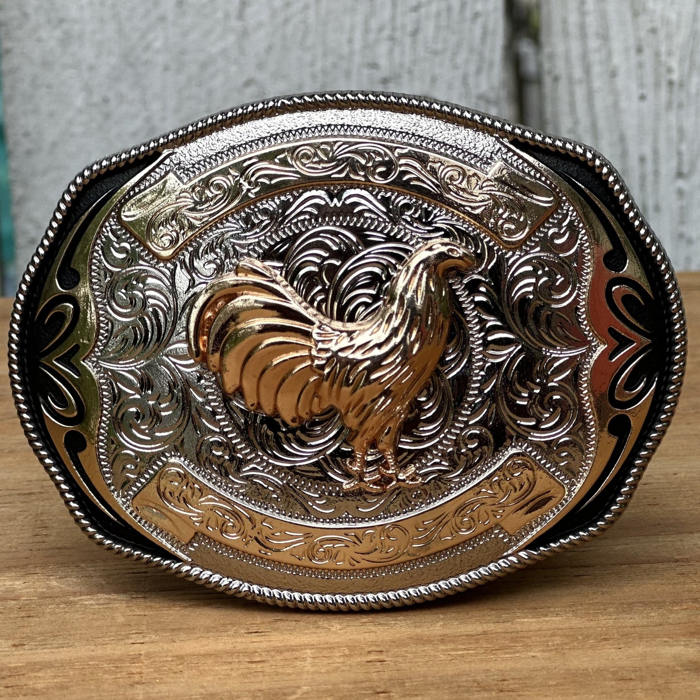 Hebilla Plateada y Dorada con Diseño de Gallo - Hebillas Vaqueras para Cinturones (3)