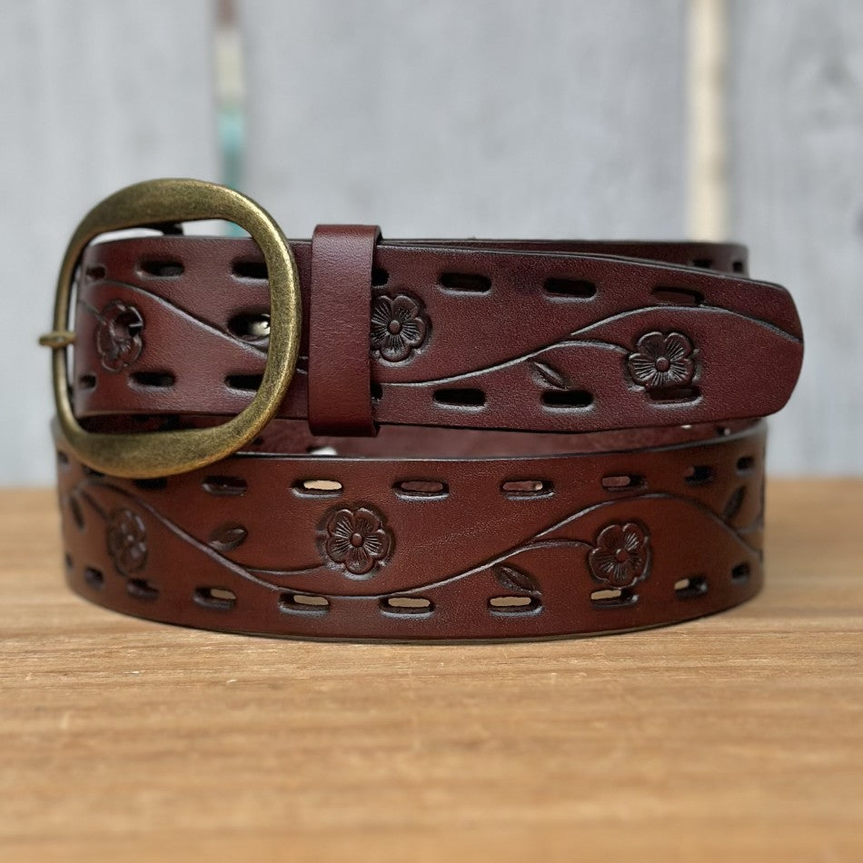 Cinturón Café "Flor de Campo" - Cinturones Vaqueros para Mujer (5)