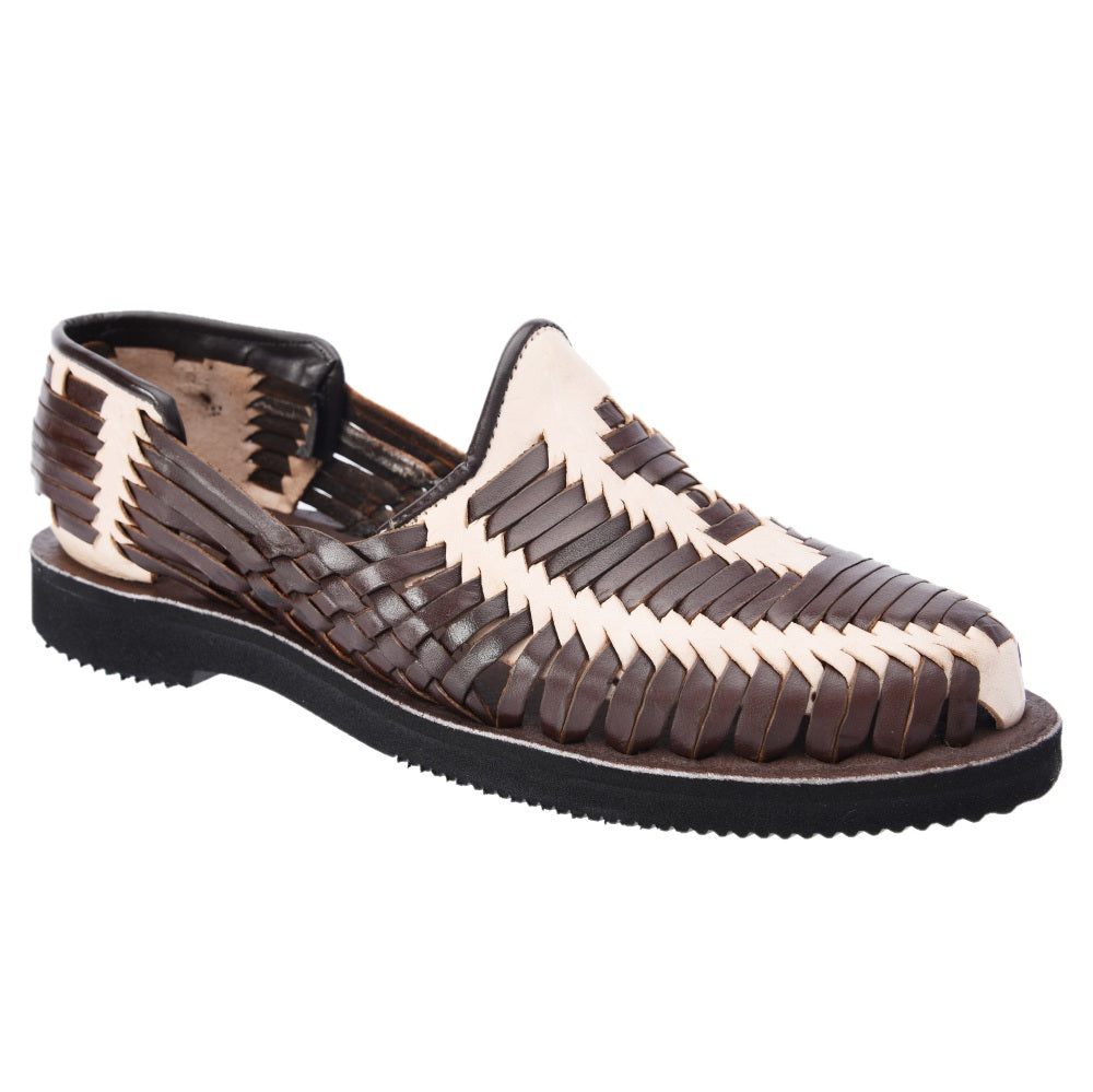 PM-31264 Café y Natural - Huaraches Artesanales Mexicanos para Hombre - Huaraches de Piel