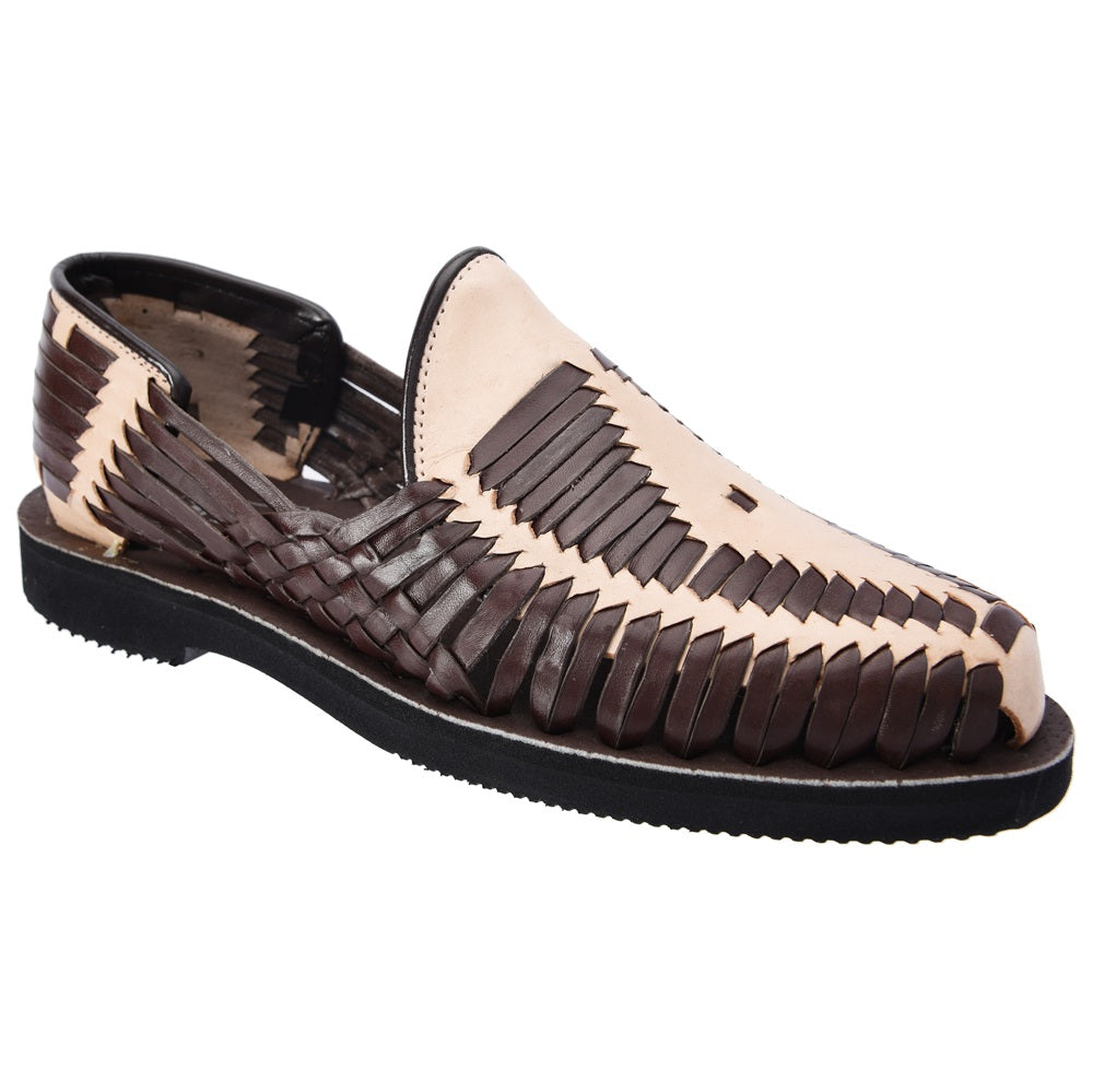 PM-31285 Café y Natural - Huaraches Artesanales Mexicanos para Hombres - Huaraches de Piel