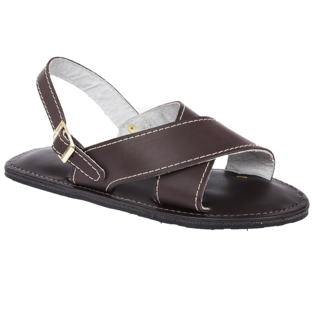 PM-34114 Cruzado Café - Huaraches Artesanales Mexicanos para Hombre - Huaraches de Piel