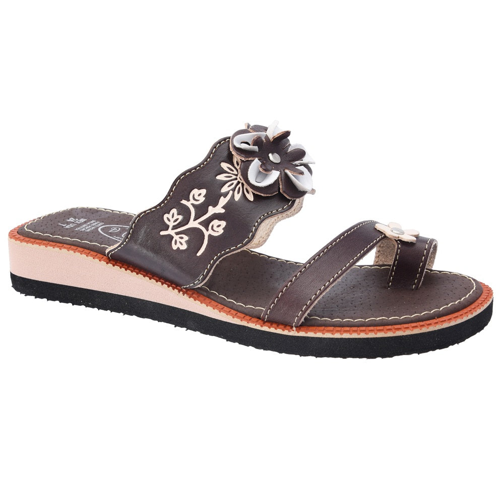 PM-35135 Café - Sandalias Artesanales Mexicanas para Mujer - Huaraches de Piel