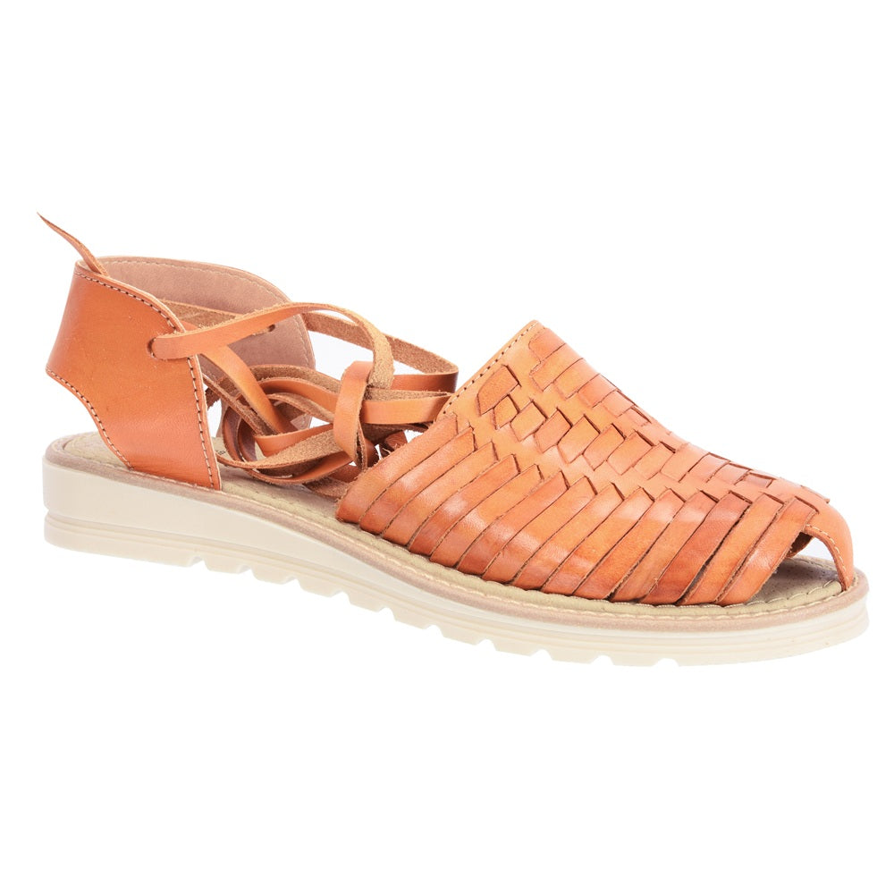 PM-35253 Tejido Tan - Huaraches Artesanales Mexicanos para Mujer - Huaraches de Piel