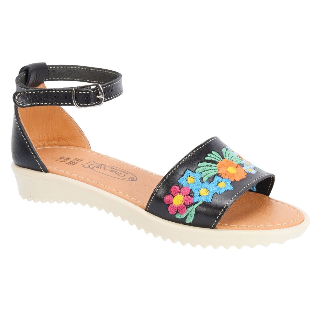 PM-35342 Negro - Huaraches Artesanales Mexicanos para Mujer - Huaraches de Piel