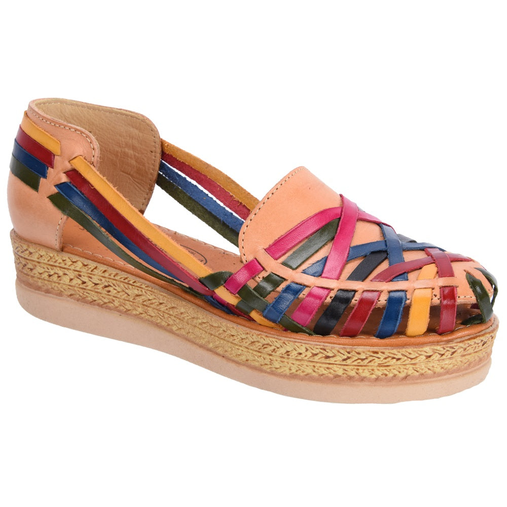 PM-35352 Natural Muticolor - Huaraches Artesanales Mexicanos para Mujer - Huaraches de Piel