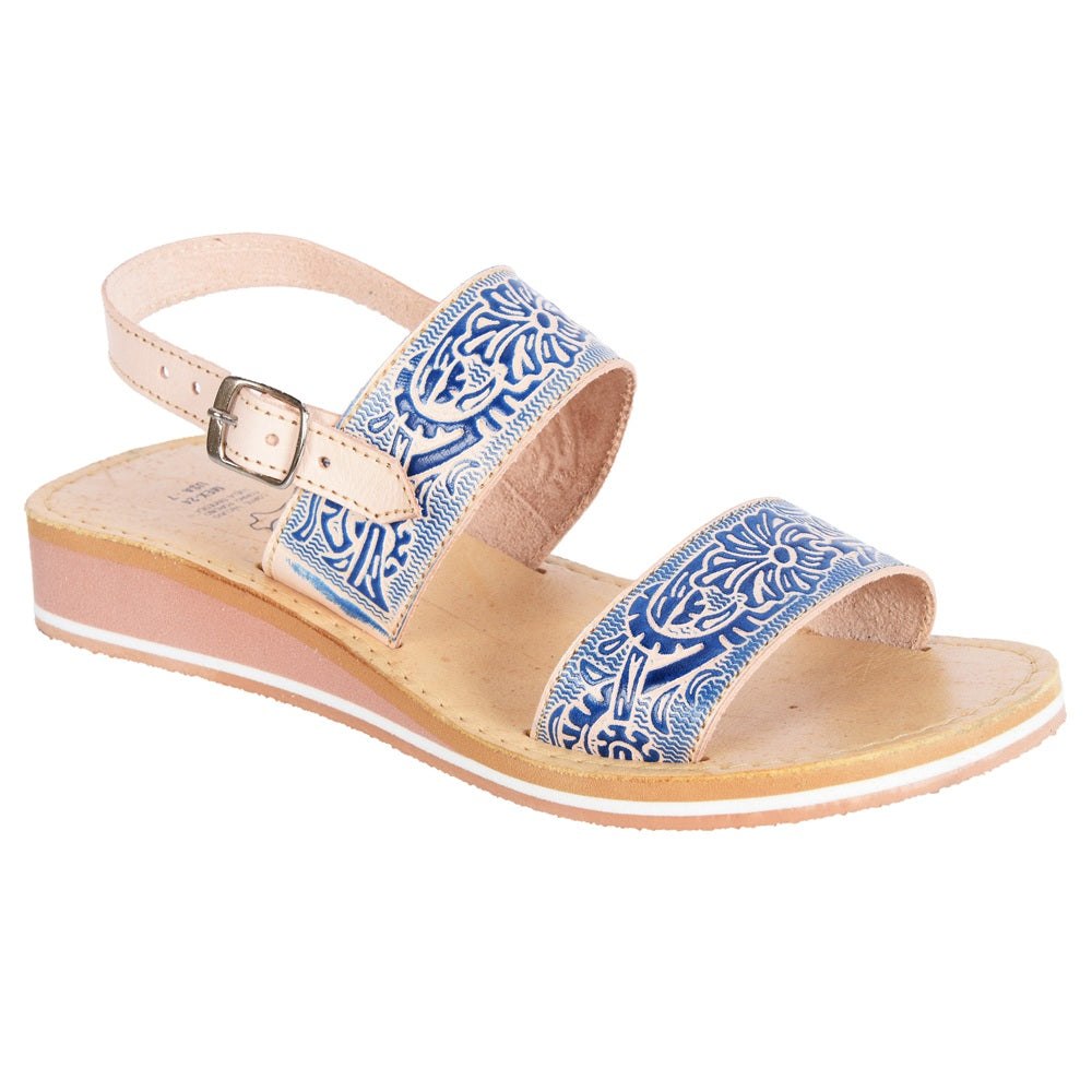 PM-35373 Blue Mexican Handcrafted Huaraches for Women