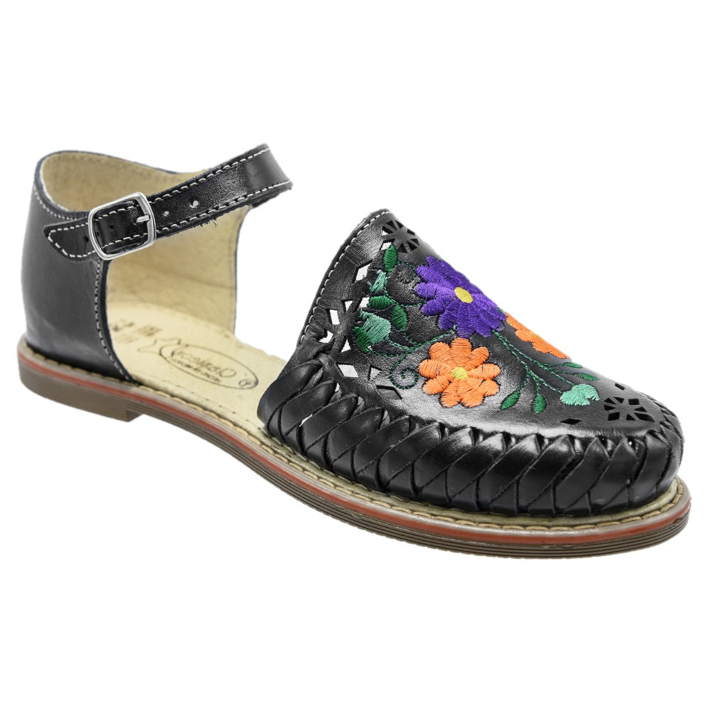 PM-35388 Negro - Huaraches Artesanales Mexicanos para Mujer - Huaraches de Piel