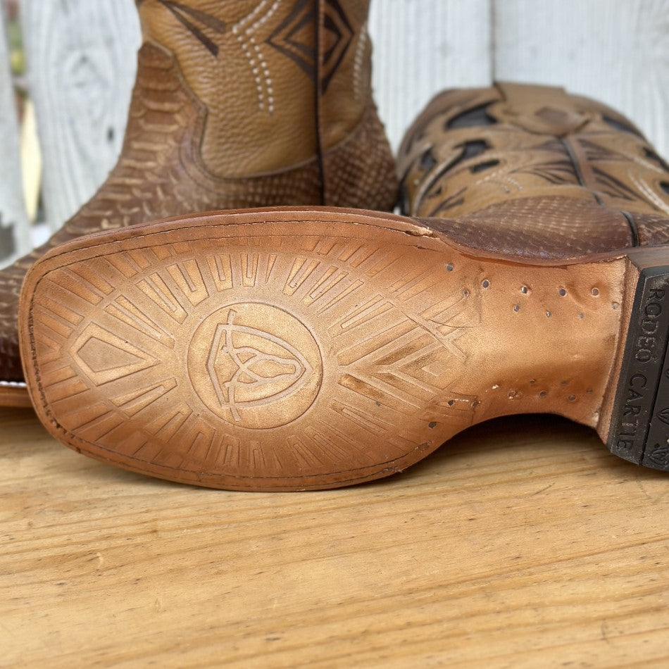 RC-mamba Miel - Botas Vaqueras de Pitón para Hombre - Botas de Pitón Imitacion para Hombre - Botas Vaqueras con Suela de Vaqueta