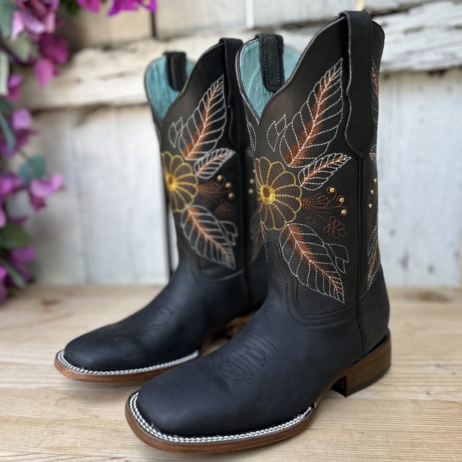 SB-300 Black Embroidered western Boots for Women Western Boots