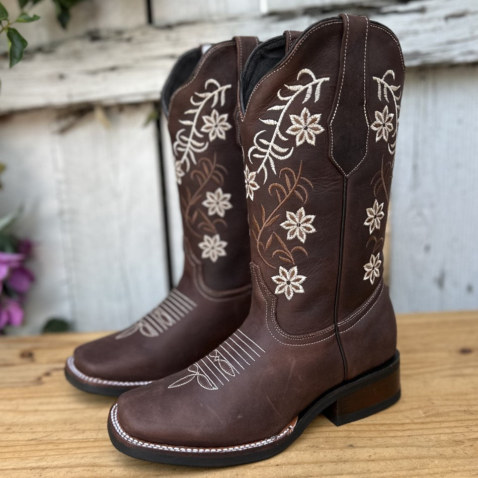 SB-Ana Dark Brown Western Boots with Rubber Sole for Women