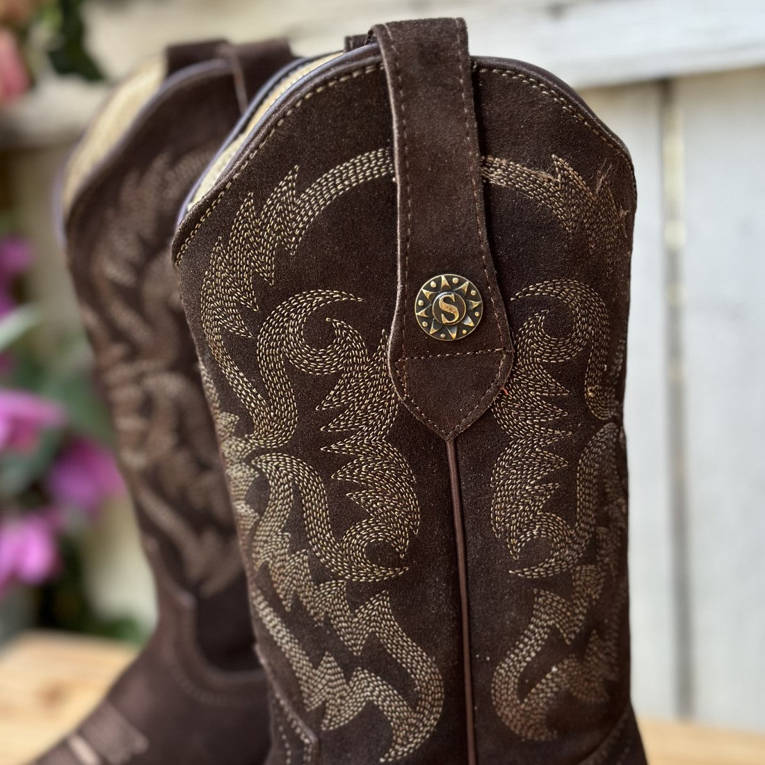 SB-Santa Fe Cafe Botas Vaqueras de Gamuza para Mujer - Botas Vaqueras con Punta J - Botas Vaqueras para Mujer (6)