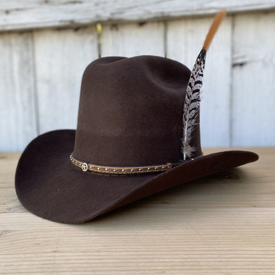 20X El Viejon Brown with Long Feather Rocha Hats Western Felt Hats