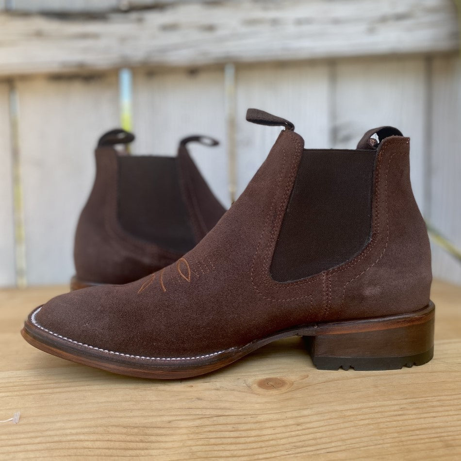 Botines Vaqueros - AS-010 Cafe Oscuro - Botines Vaqueros para Hombre - Botin Vaquero con Bordado
