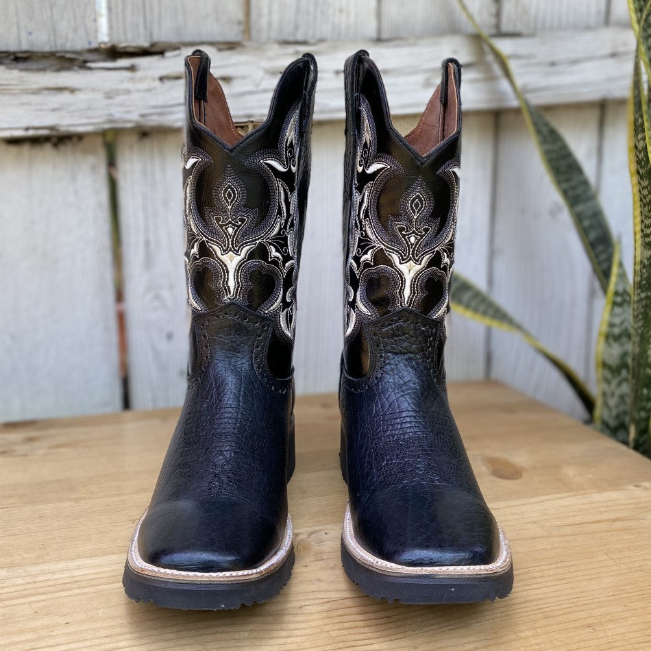 010 Negro - Botas Vaqueras para Hombre Negras - Bota Vaquera Negra Mexicana para Hombre - Botas Vaqueras Negro