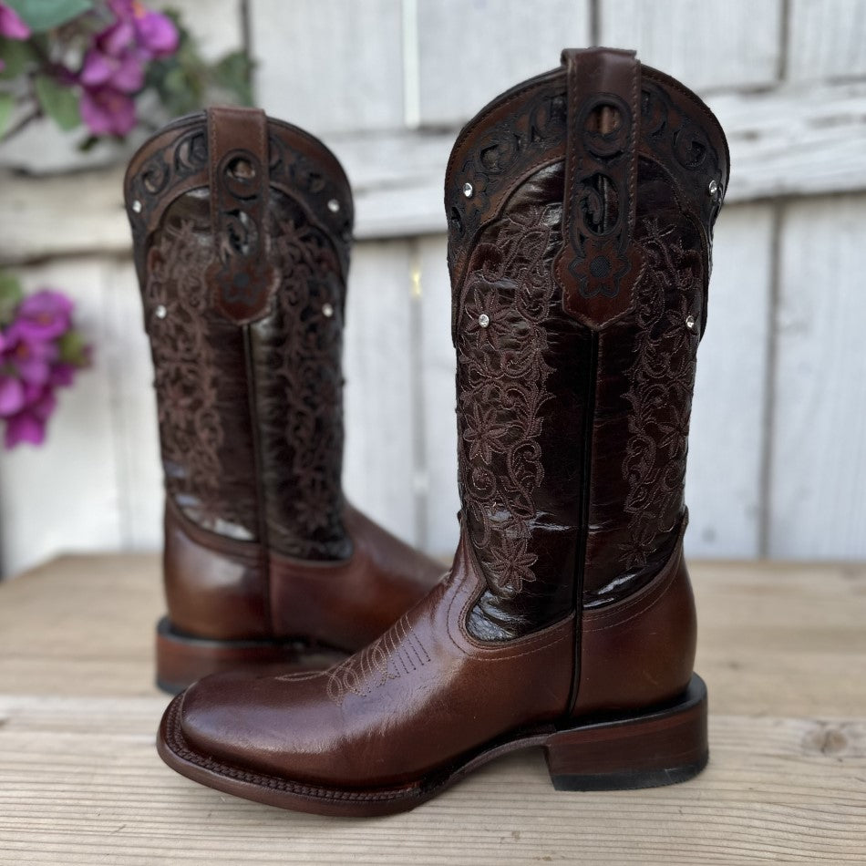 Bota Vaquera DA-2411 Cafe - Botas para Mujer Vaqueras de Piel - Botas Vaqueras de Piel - Botas Vaqueras