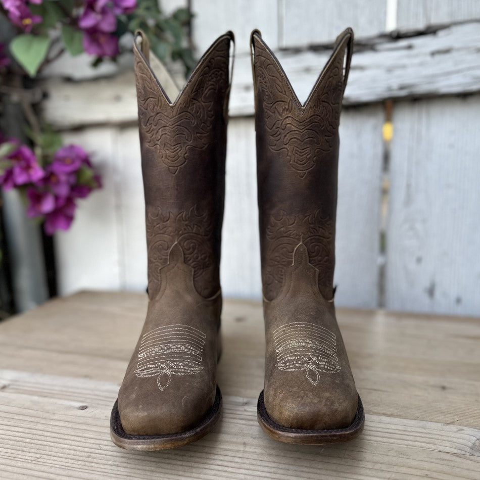 Bota Vaquera DA-2419 VIntage Tan - Botas Vaqueras para Mujer - Botas para Mujer Mexicanas Vaqueras - Botas Vaqueras con Suela de Vaqueta