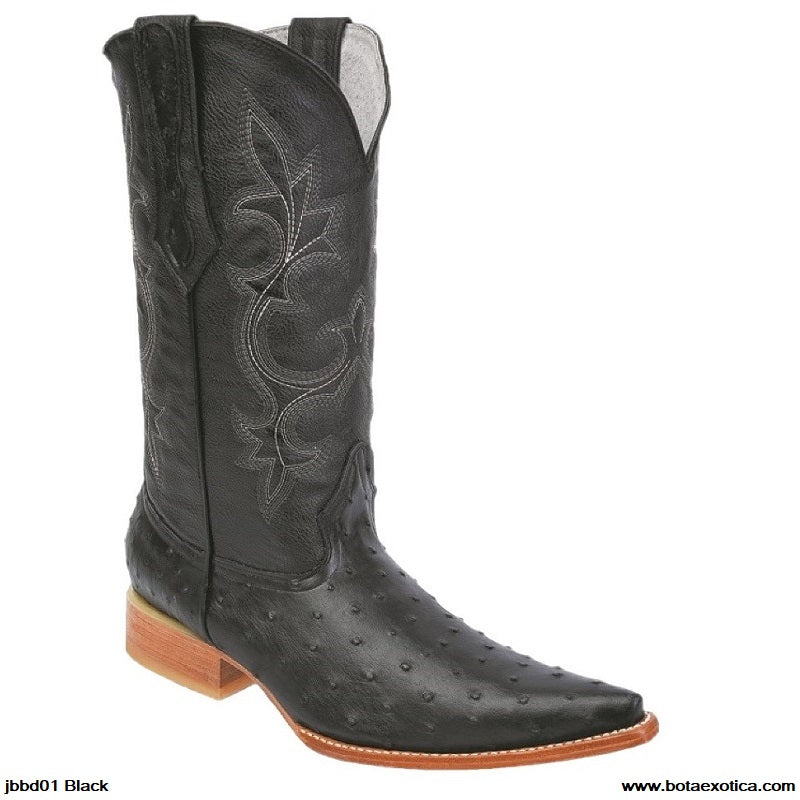 JBBD01 Avestruz Negro - Botas Vaqueras para Hombre
