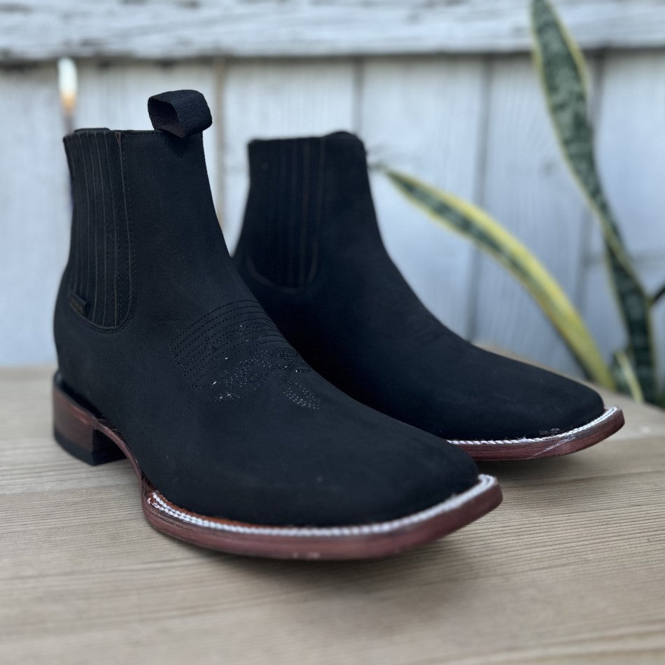 DA-501H Negro Botines Vaqueros para Hombre Botines de Nobuck