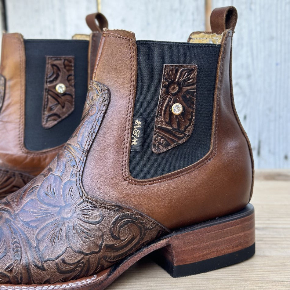 Botin-con-Piel-Cincelada-Botines-Vaqueros-para-Mujer-Botines-Mexicanos-con-Suela-de-vaqueta