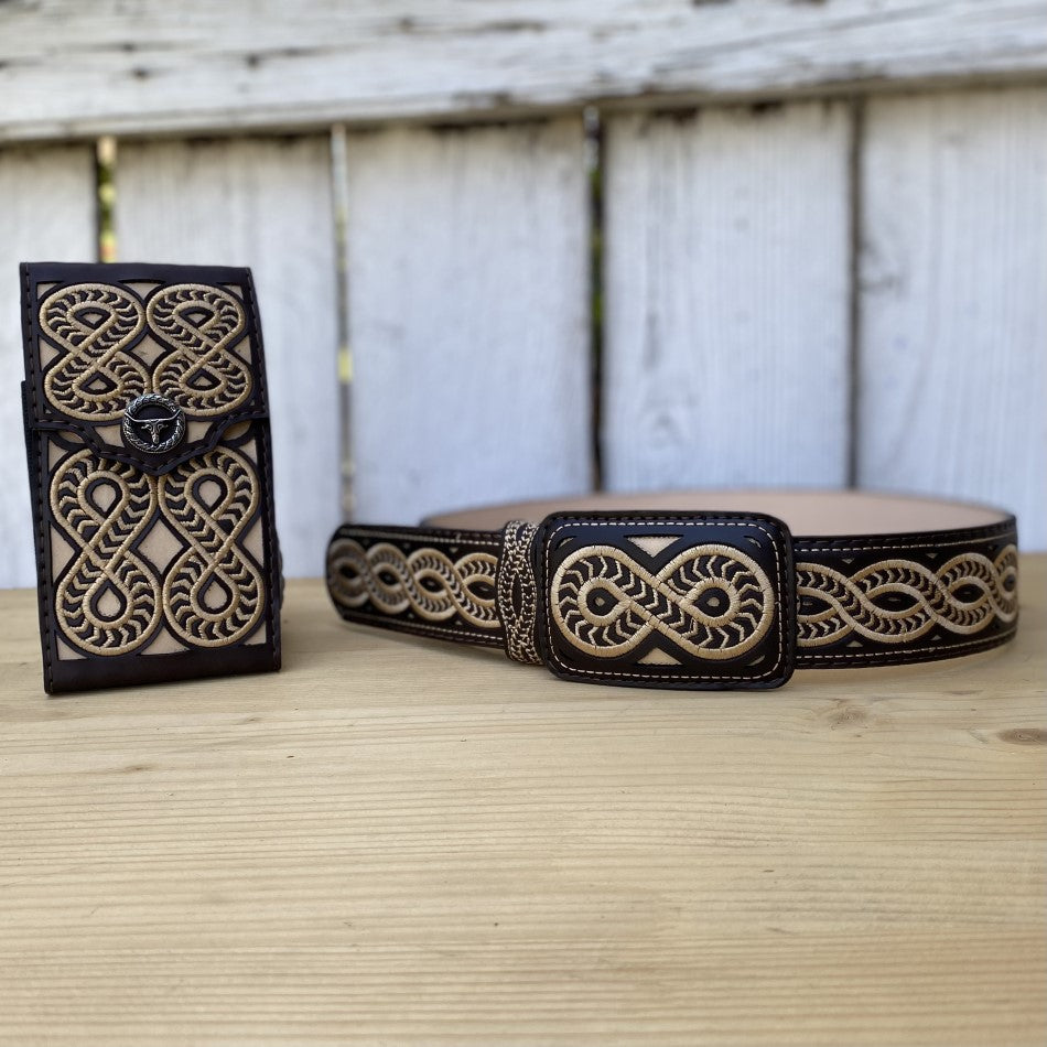 CB Caporal-011 Cafe - Cinturon y Funda para Telefono Combo - Cinturones Vaqueros - Fundas para Telefono