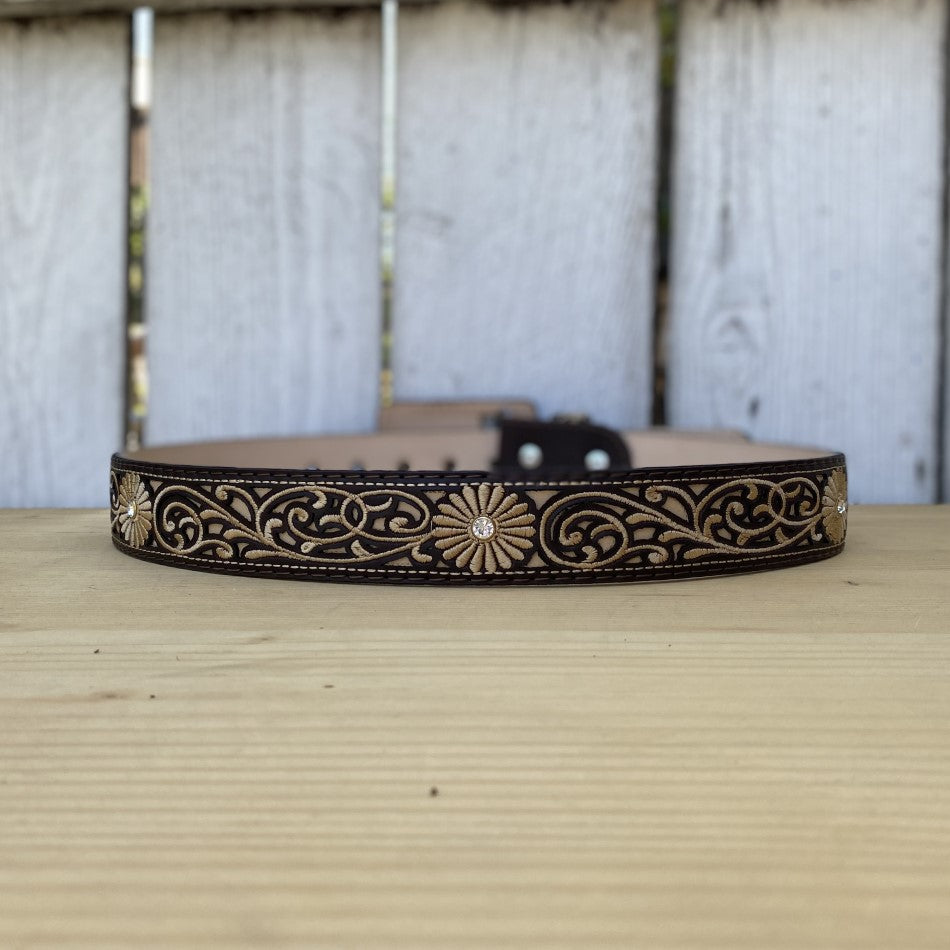 CB-Vaquero Cafe - Cinturones para Mujer - Cintos - Cinturones Vaqueros para Mujer - Cinturones de Rodeo para Mujer - Cinturones Bordados para Mujer